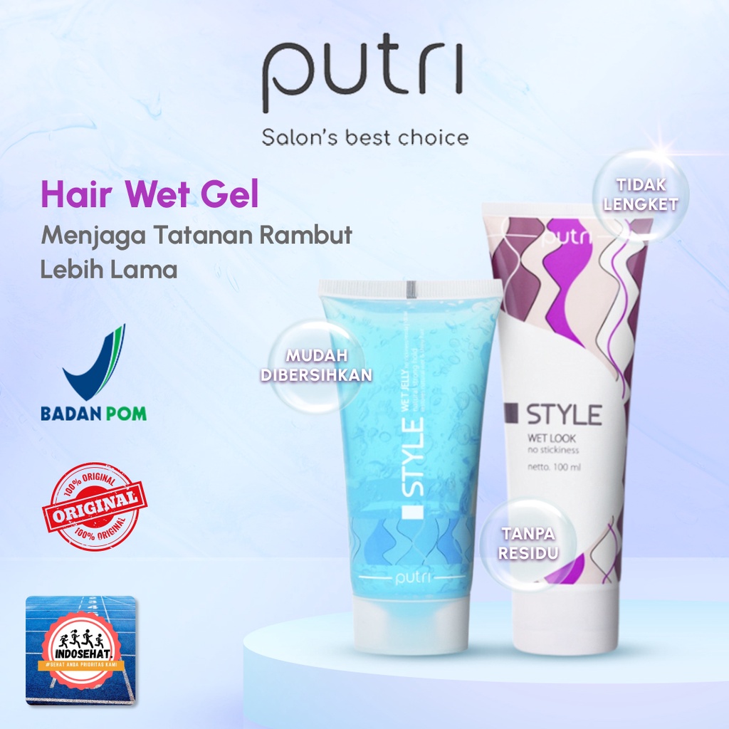 PUTRI Wet Look Wet Jelly 100 ML - Menjaga Tatanan Rambut Tahan Lebih Lama