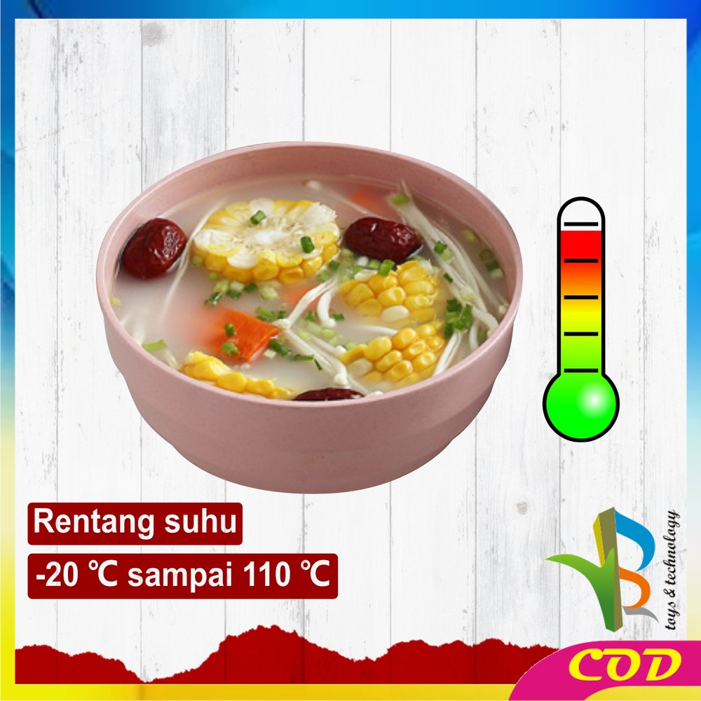 RB-C810 Mangkok Set 4PCS 19CM Wheat Straw Bowl Mangkuk Jerami Gandum Ringan untuk Nasi / Sup Mie / Sereal / Alat Makan Plastik Warna-Warni