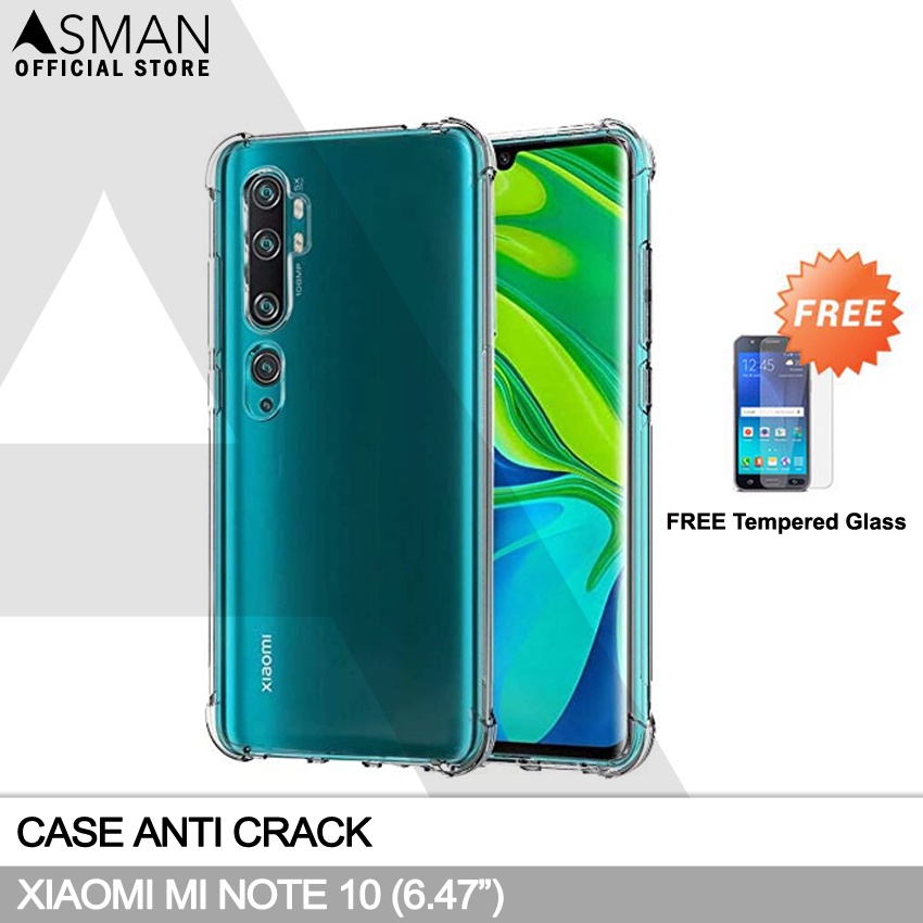 Anti Crack Xiaomi Mi Note 10 (6.47&quot;) | Soft Case Anti Bentur + FREE Tempered Glass