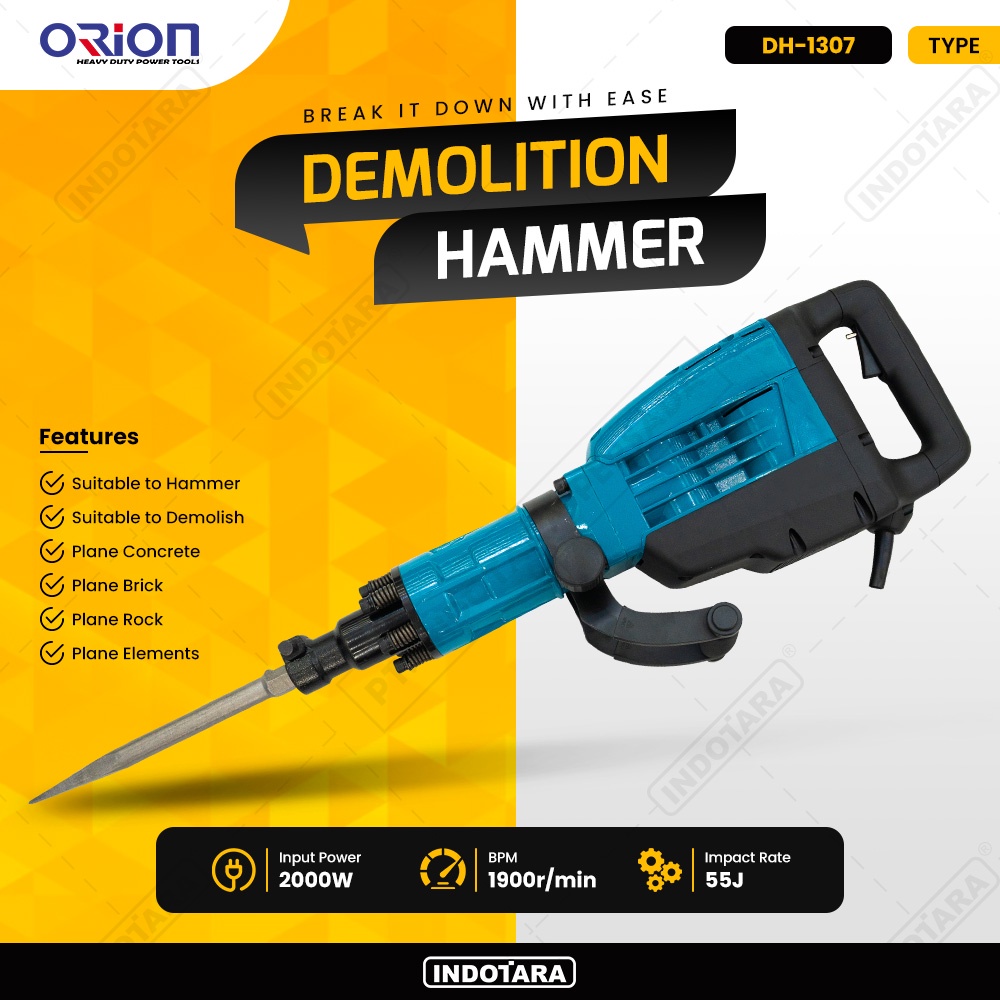 Mesin Jack Hammer Bobok Beton Orion DH-1307 Demolition Hammer DH-1307