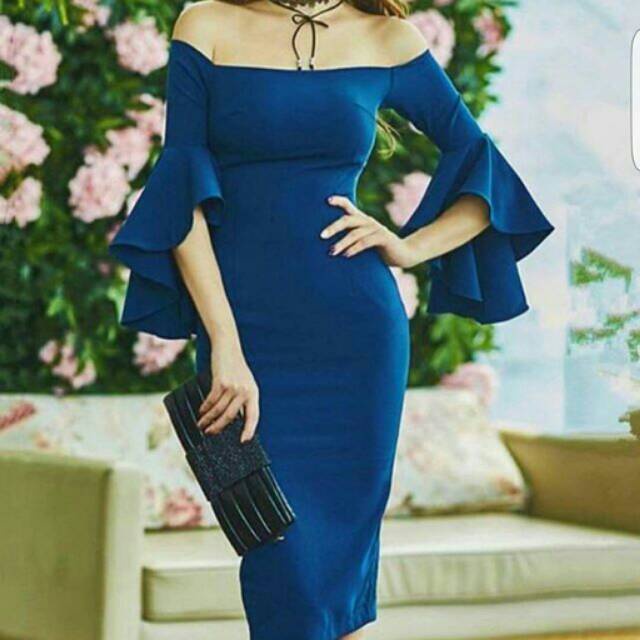 Midi Dress Biru Elektrik
