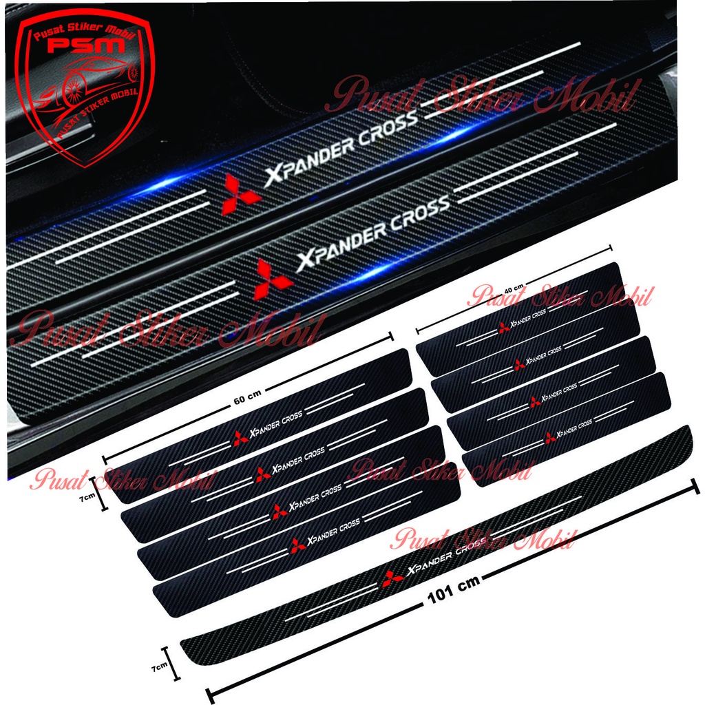 Stiker Pelindung Pintu Bagasi Mobil Mitsubishi Xpander cross Bahan Serat Karbon Anti Gores Tahan Air