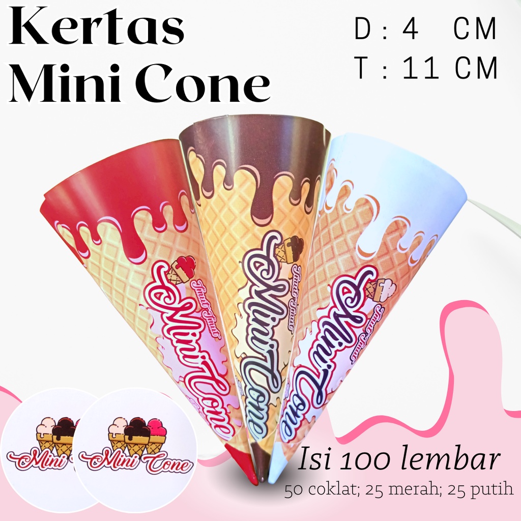 KERTAS CONE - MINI CONE BUNGKUS ES KRIM ISI 100 LEMBAR