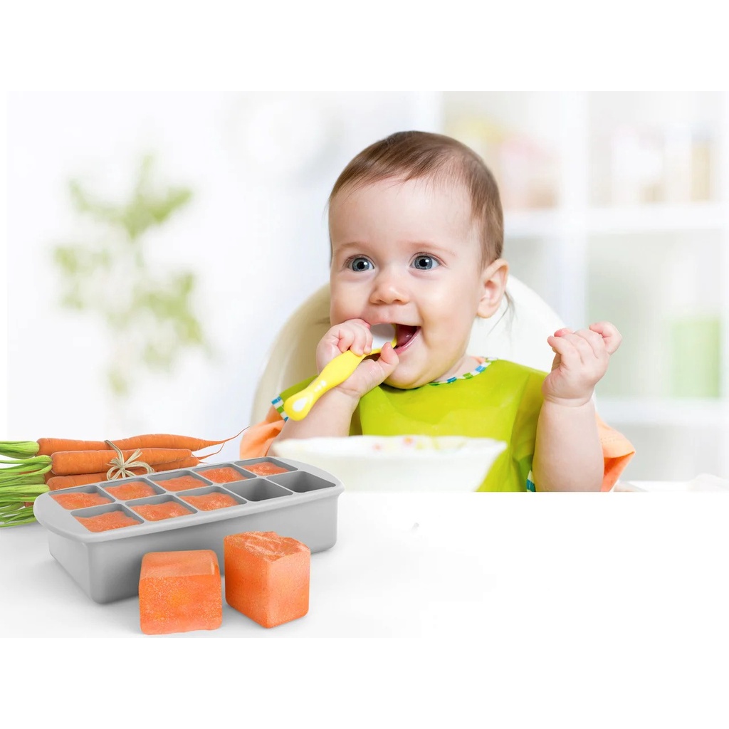 MELII BABY SILICONE FOOD FREEZER TRAY WITH LID