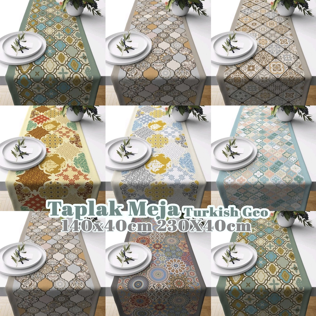 TAPLAK MEJA / TABLE RUNNER PRINT MOTIF TURKISH GEO 140X40 DAN 230X40 CM