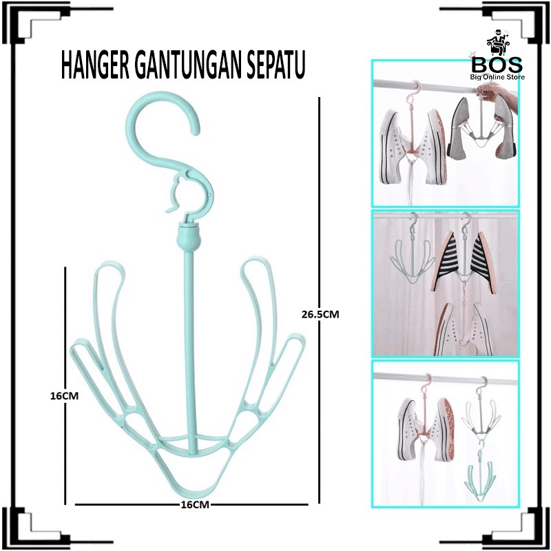 BOS-HANGER GANTUNGAN JEMURAN SEPATU SANDAL / GANTUNGAN PAKAIAN SERBAGUNA