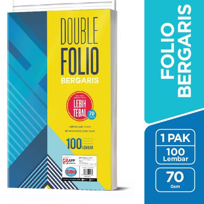 

✨12.12✨ Kertas Double Folio Bergaris Sidu Isi 100 Lembar ( 1pk ) grosir