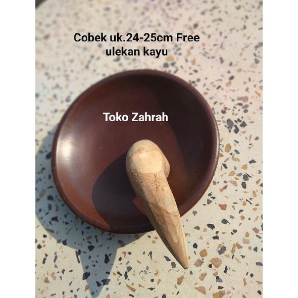 PIRING COBEK/COBEK TANAH LIAT BESAR UKURAN 24-25CM ADA LIST KAKI + ULEKAN KAYU .