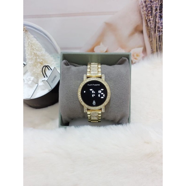 COD JAM TANGAN FASHION WANITA TERBARU TOUCH WATCH HUSH PUPPIES PERMATA STAINLESS