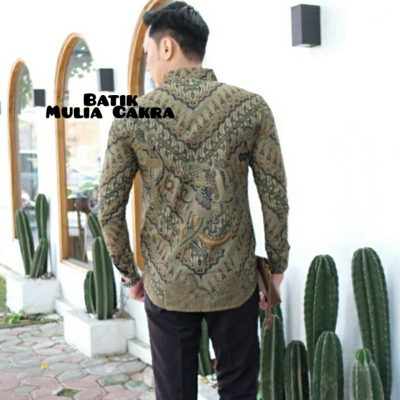 Dwipamda Hijau Sage KEMEJA BATIK PRIA SLIMFIT LAPIS FURING