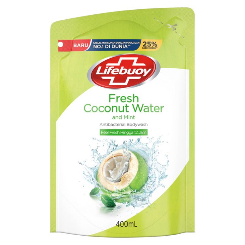 Lifebuoy Body Wash Refill Fresh Coconut Water &amp; Mint 400ml Multi Pack