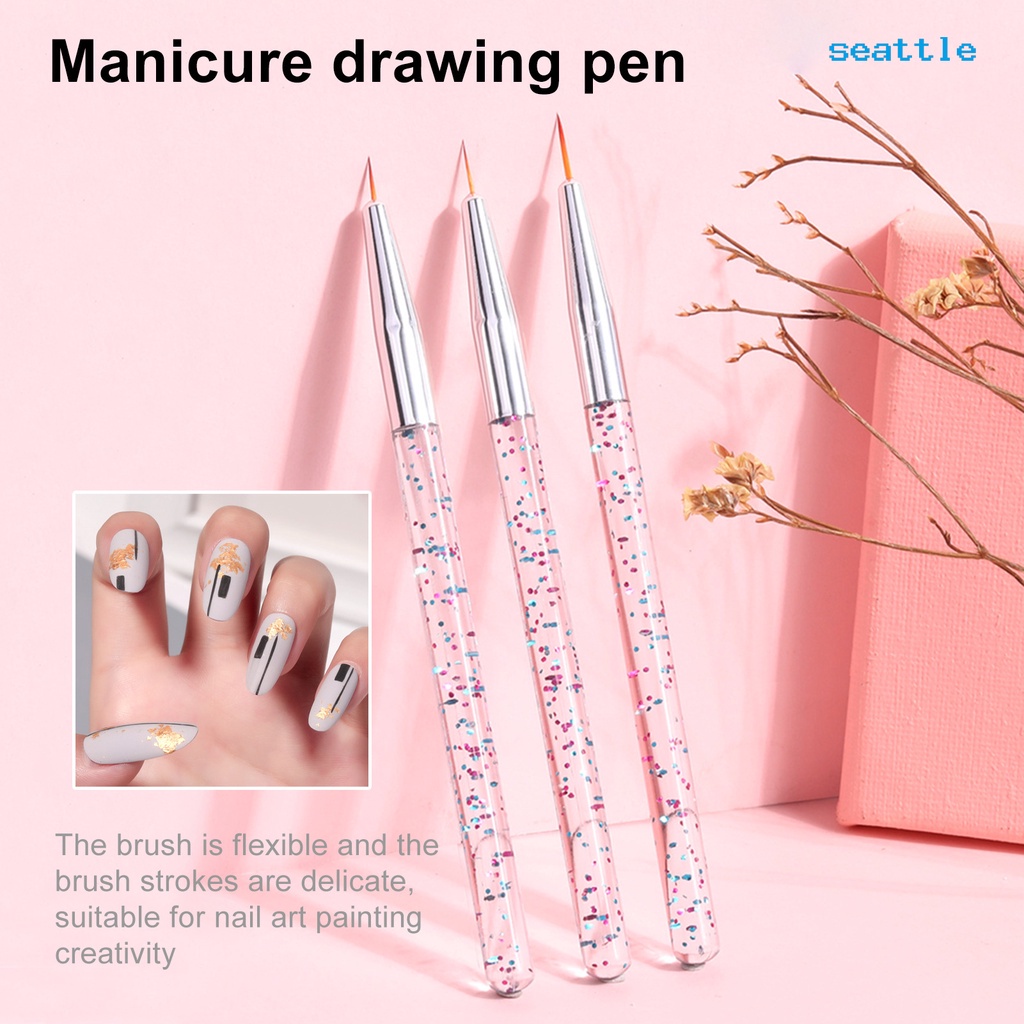 Kuas Set 3 Pcs untuk Melukis Kuku DIY Sangat Tipis Untuk Nail Art