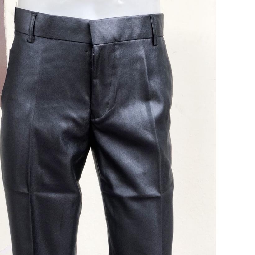 ♘ celana bahan dasar mengkilap slimfit pria / celana formal metalik pria slimfit ℮