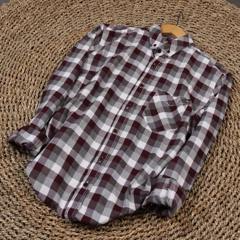 KEMEJA FLANEL LENGAN PANJANG UNISEX PREMIUM l FLANNEL HEM KOTAK KATUN JACK BROWN BRILL EIGHTY EIGHT 