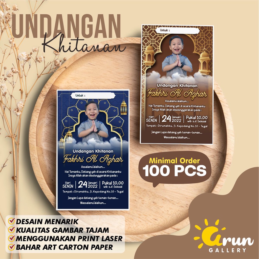 UNDANGAN KHITANAN ANAK ANAK UNTUK TAMU ANAK MODEL BERDIRI DESAIN TERBARU