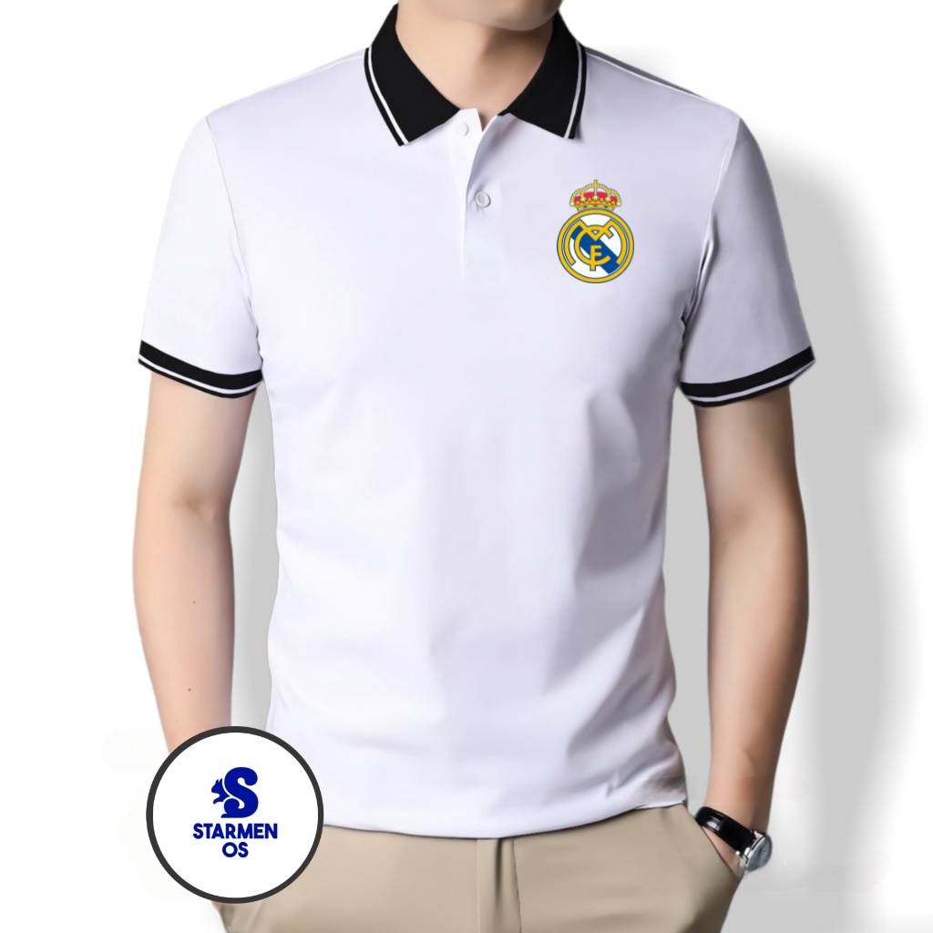 Kaos Wangki Polo Atasan Tshirt Pria Kerah Wangki Big List LOGO REAL MADRID