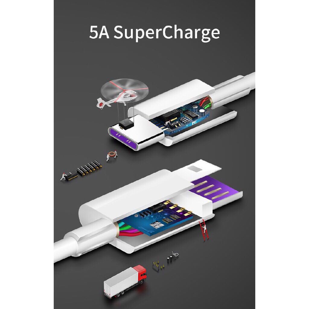 5A Data Support Super Fast Charging Usb Type C - Micro Usb 2.0 V8 - Lightning For Charge