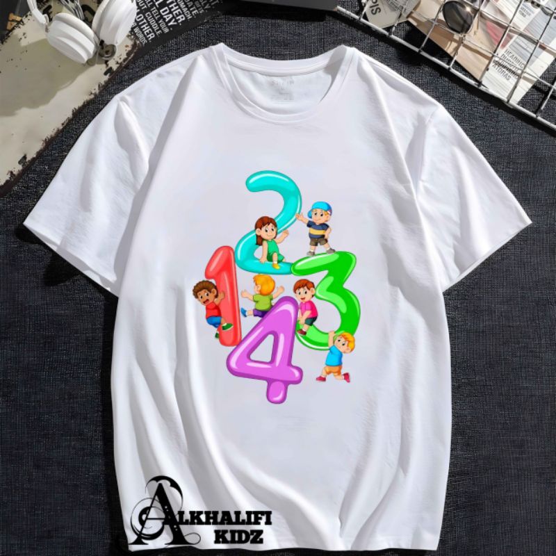 Kaos Anak Huruf Abjad 1234 Free Nama Anak