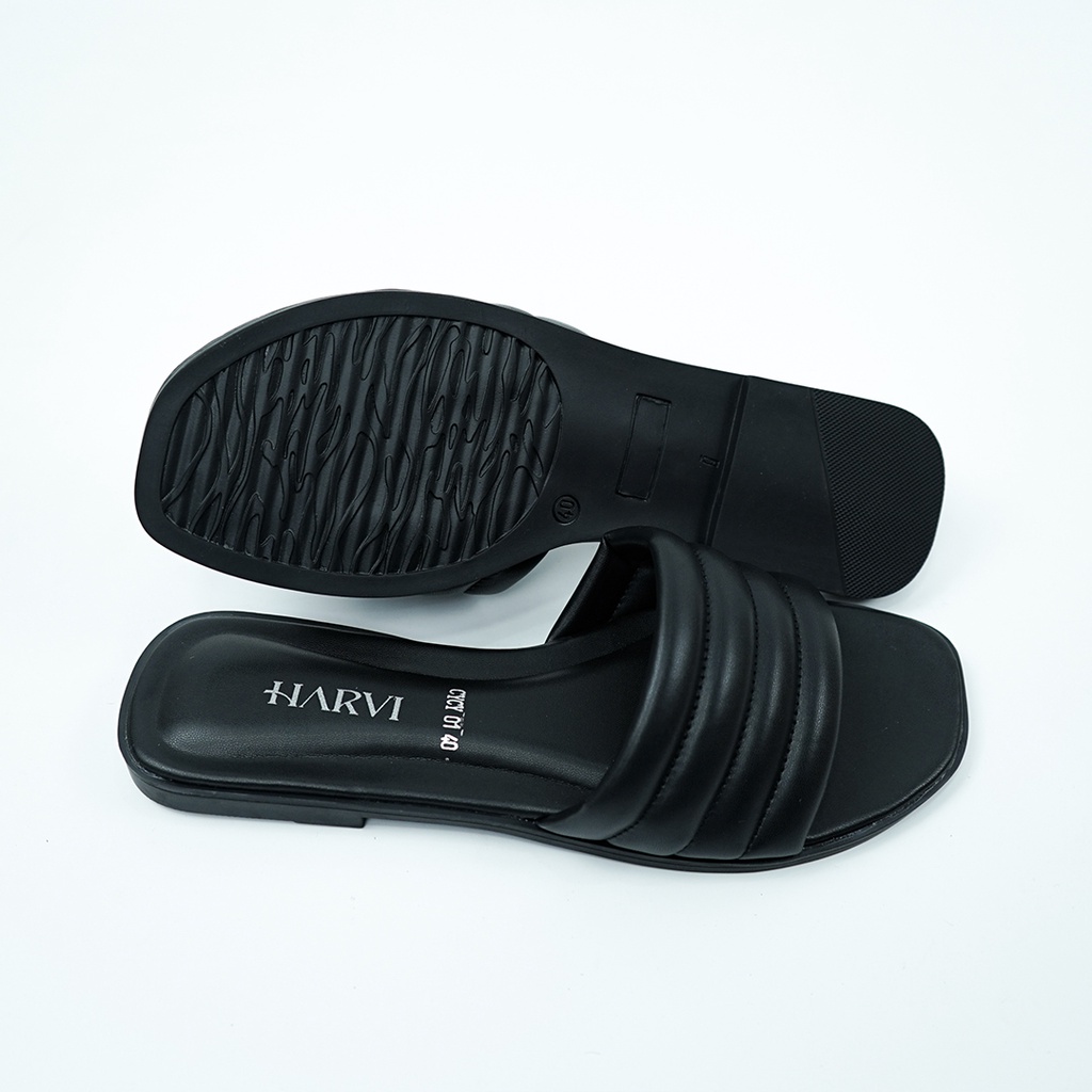 Sandal Wanita Flat Harvi ELYZA Hitam Women Casual Slipper