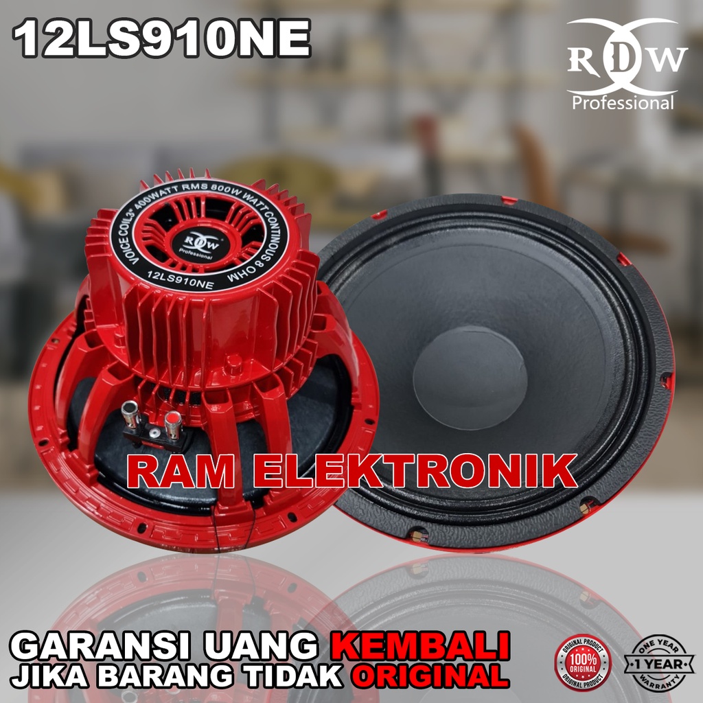 Komponen Speaker 12 Inch RDW 12LS910NE / 12LS910-NE Neodium Original