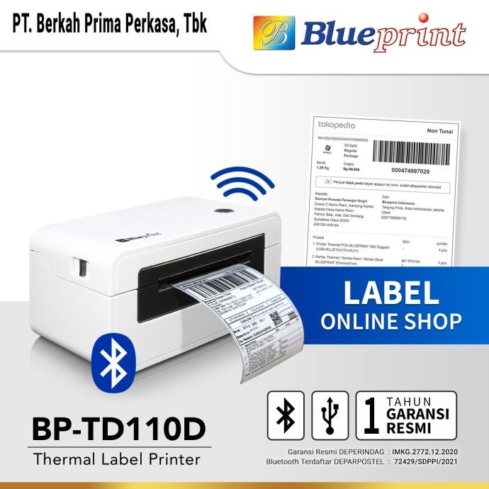 

Printer Barcode Thermal/Label Resi A6 BLUEPRINT TD110D USB+Bluetooth