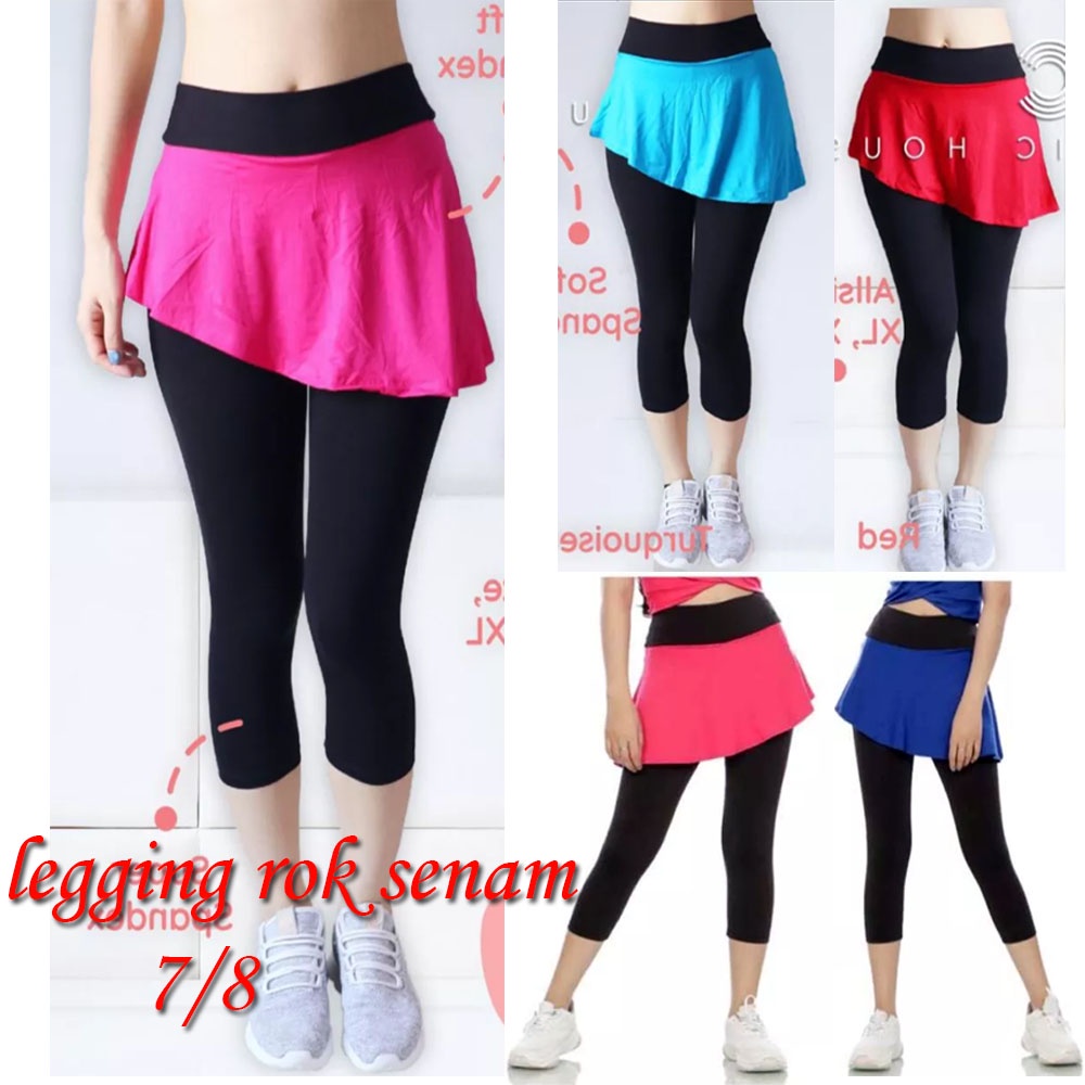 Legging Senam 7/8 Model rok miring / legging senam wanita terbaru