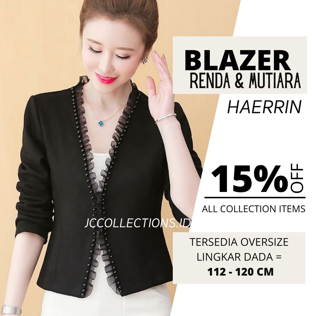 Blazer Kerja Kantor Wanita variasi renda Terbaru  Haerinne JCCollections