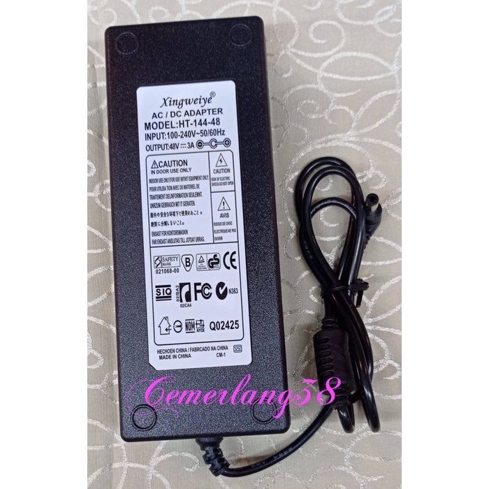 Adaptor 48V 3A + kabel Power supply 48V 3A ADP 48V 3a 144w - 115 cm