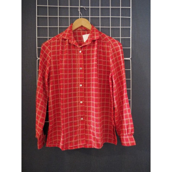 Kemeja Wanita Kotak-Kotak/Outer Kotak-Kotak/Blouse/Baju Wanita Casual LPJ309 Kotak Merah Bata