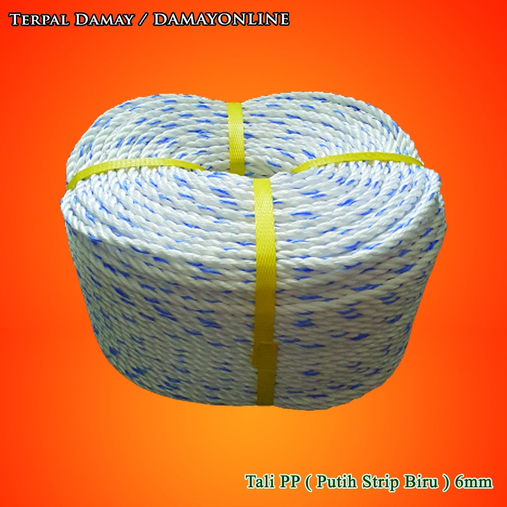 

Tali Tambang 6mm Putih Strip Biru / Rol ( Harga Per Rol )