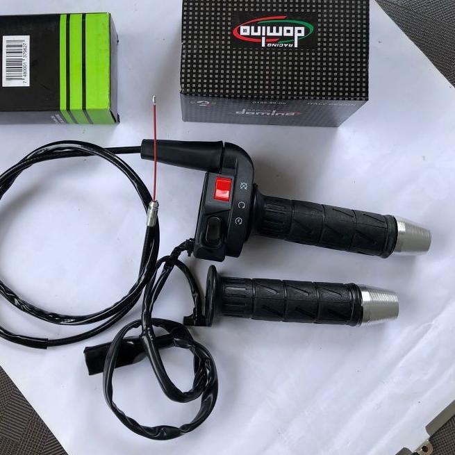 ☟ GAS SPONTAN KSR DOMINO SET HANDGRIP KAZE + JALU STANG CHROME MODEL FU UNIVERSAL SEPAKET GAS SPONTA