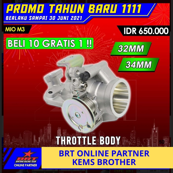 Tb Brt Throttlebody Mio M3 Xride125 Fino125 Soulgt125
