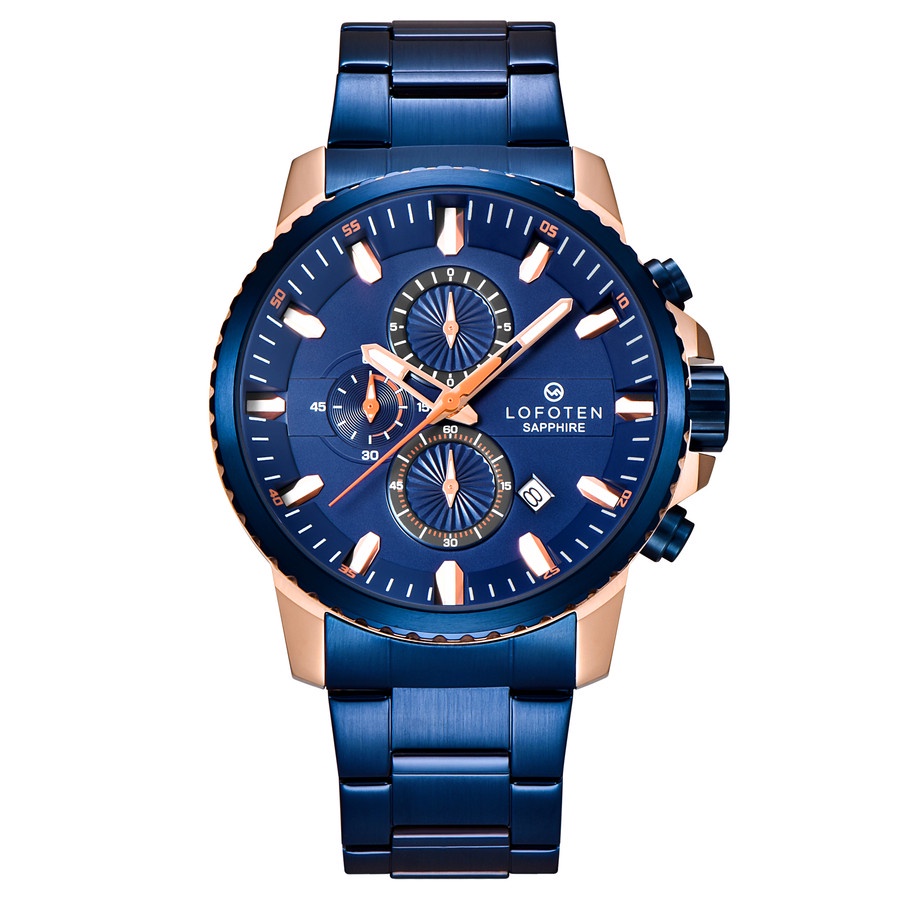 LOFOTEN Watch - Jam Tangan Pria - Sapphire - F-6503M - Chronograph - Biru