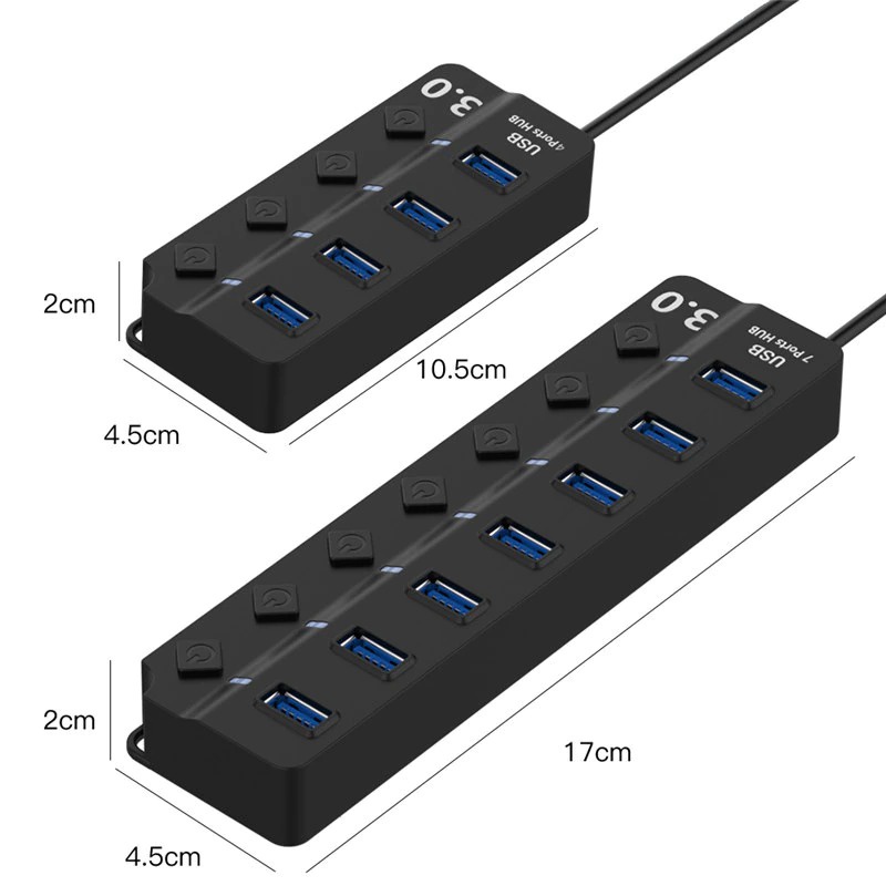 USB Hub High Speed Extender USB 3.0 With Switch - OY445 - Black