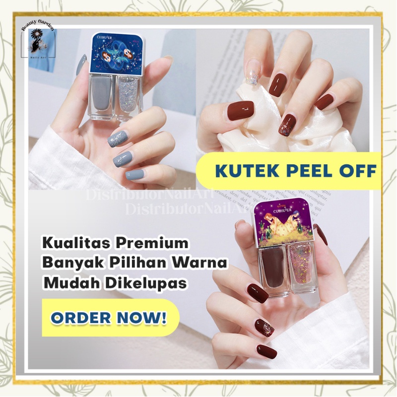 [ COD ] KUTEK PEEL OFF 2IN1 DOUBLE COLOR/ NAIL POLISH IMPORT BISA DIKUPAS/ 30 WARNA ALA KOREA MURAH