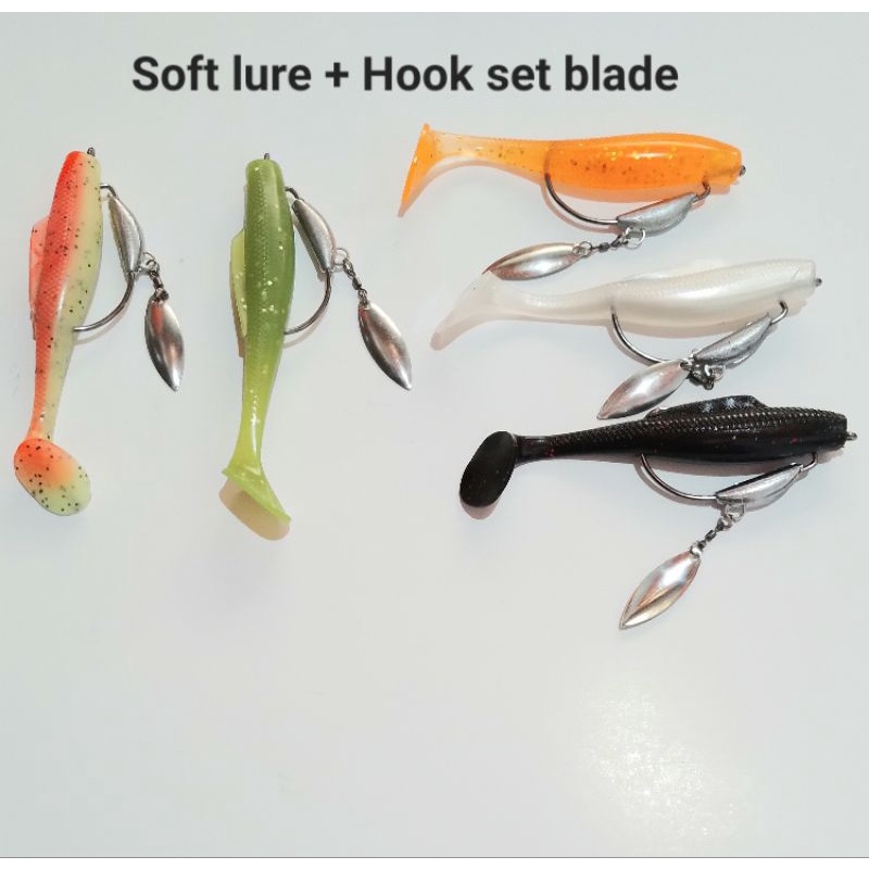 Soft lure 10cm + Hook set blade bigos lure