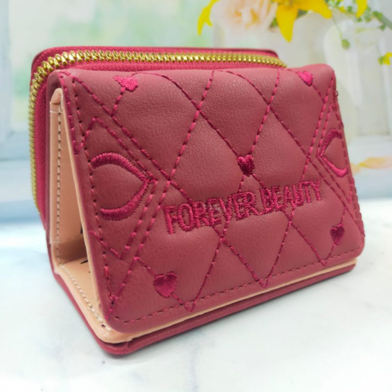 COD DOMPET WANITA MINI LIPAT 3 KOIN KARTU RESLETING DOMPET KECIL WANITA FOREVER YOUNG