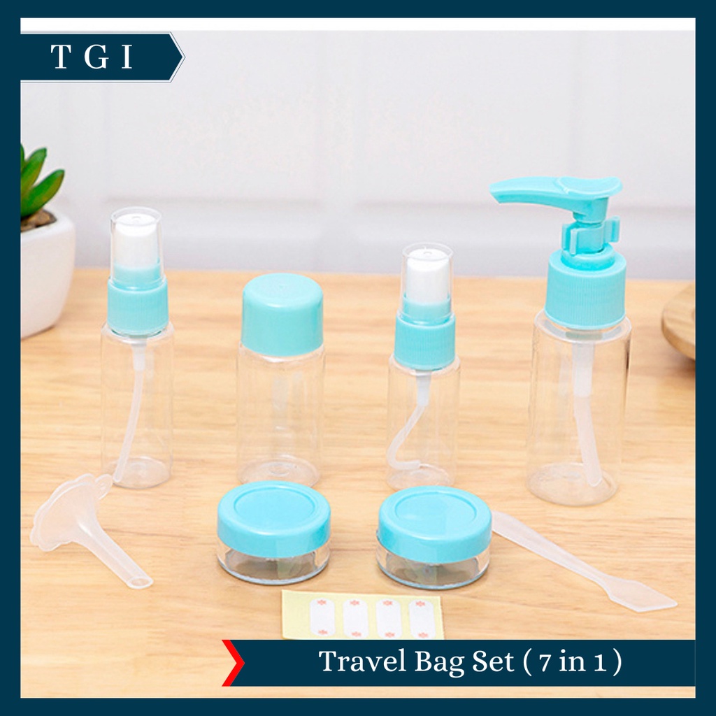 TGI - BOTOL SPRAY MINI TRAVELLING / WADAH BOTOL ISI ULANG / BOTOL MINI SET 6 IN 1 TRAVELLING/ TRAVEL BOTTLE SET MULTIFUNGSI