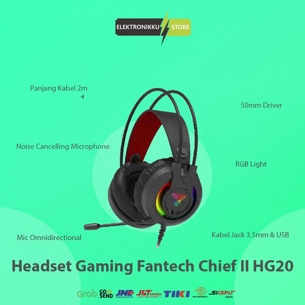 Headset Fantech Chief II HG20 Gaming Headphone Komputer PC Laptop HP