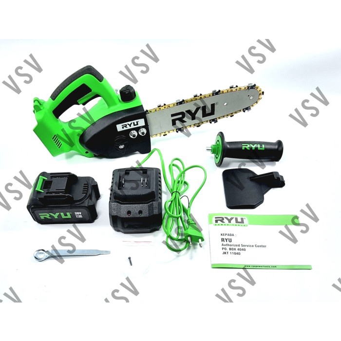 Terlaris Saw Ryu Rcch10 Cordless Chainsaw 10" Gergaji Kayu Battery Chain Saw