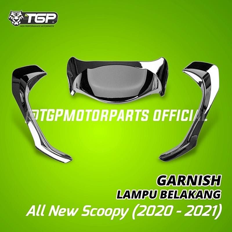 GARNISH LAMPU BELAKANG ALL NEW SCOOPY 2020 / 2021 BLACK CHROME TGP Sparepart murah