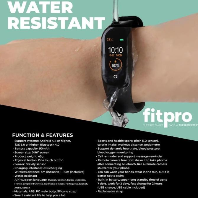 Hardwear Fitpro Smartband With Thermometer Pengukur Suhu Tubuh [Cod]