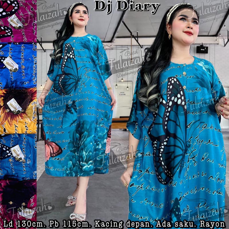 DASTER JUMBO BUSUI ECER MURAH KEKINIAN MOTIF DIARY KANCING DEPAN LD 130-135 CM