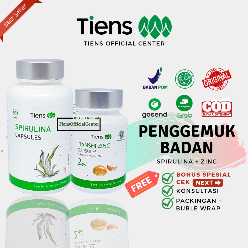 Jual Vitamin Penggemuk Badan Tiens Tianshi Zinc dan Spirulina Capsule