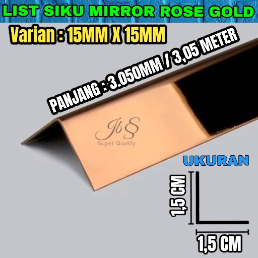 LIST SIKU MIRROR ROSE GOLD 15x15x3.050MMX T. 08MM STAINLESS STEEL 201