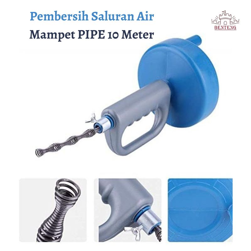 PIPA10 - Alat Pembersih Pipa Mampet Anti Sumbat Drain Pipe Cleaner Manual 10Meter