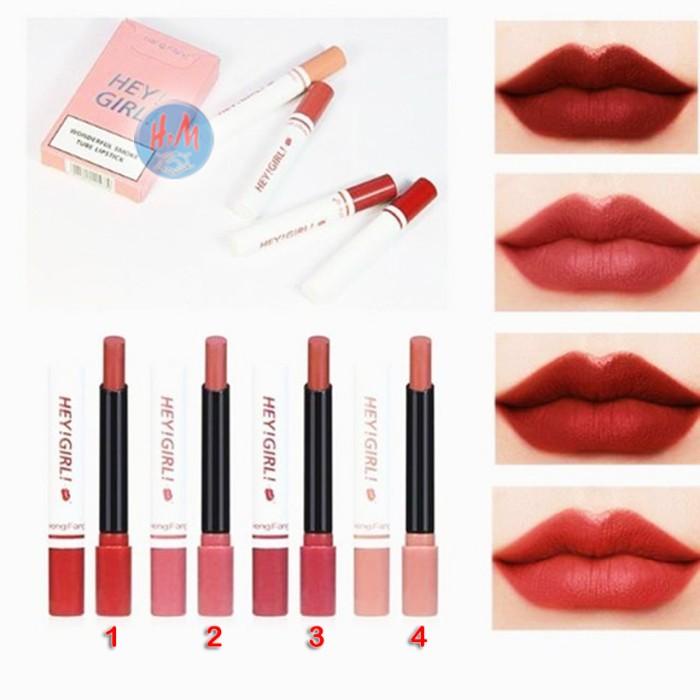 1 PC LIPSTIK HENG FANG HEY GIRL MATTE / SMOKE TUBE LIPSTICK 4 WARNA