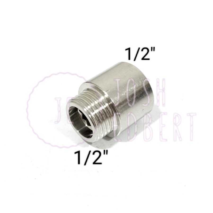 Sok Kran Pendek Drat 1/2&quot; x Drat 1/2&quot; Stainless 3cm (G7227)