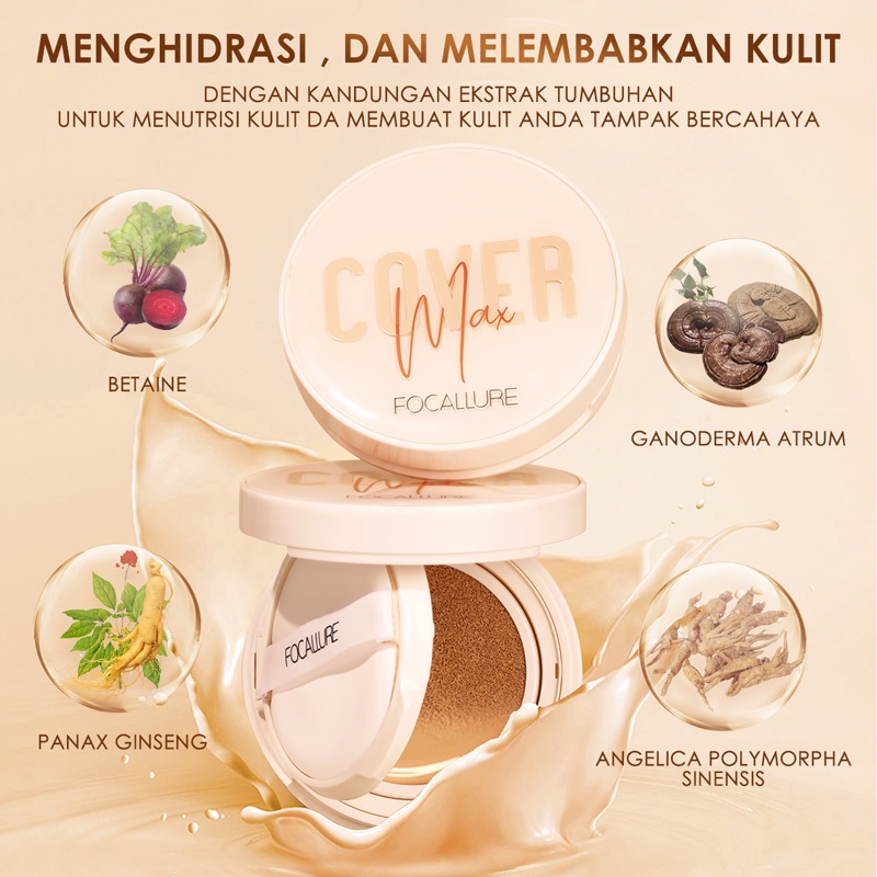 NIK - FOCALLURE Cover Matte Longlasting Cushion Foundation FA162 | oil control &amp; Last 12 hours BB cream | BPOM ORIGINAL