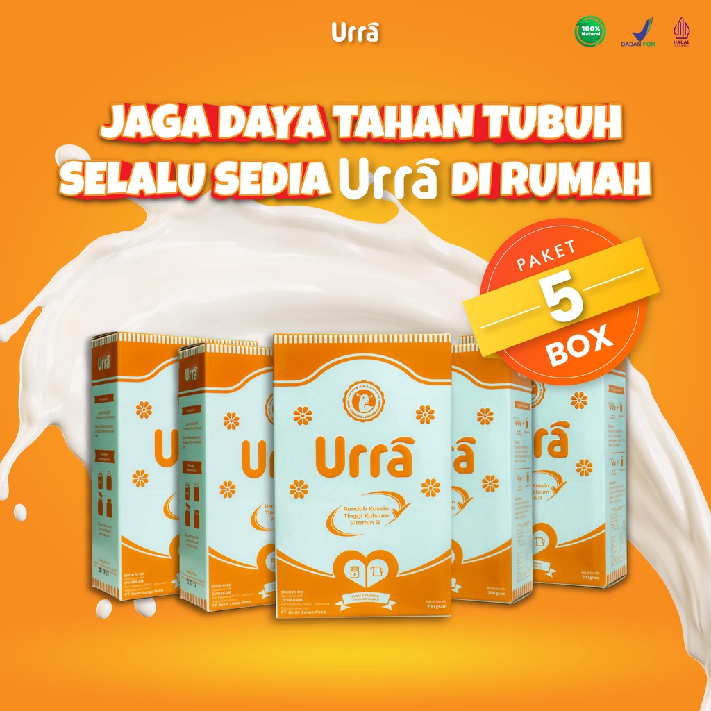 

[HEMAT 5 BOX] Susu Urra 200gr - Susu Bubuk Kambing Saneen Khas Eropa Bernutrisi Anti Prengus Menyehatkan Tulang Sendi Pernafasan Menjaga Daya Tahan Tubuh